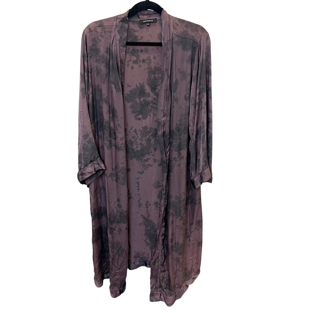 Olivaceous Tie Dye Duster Cardigan Kimono Purple Black Whimsigoth Open Front M/L